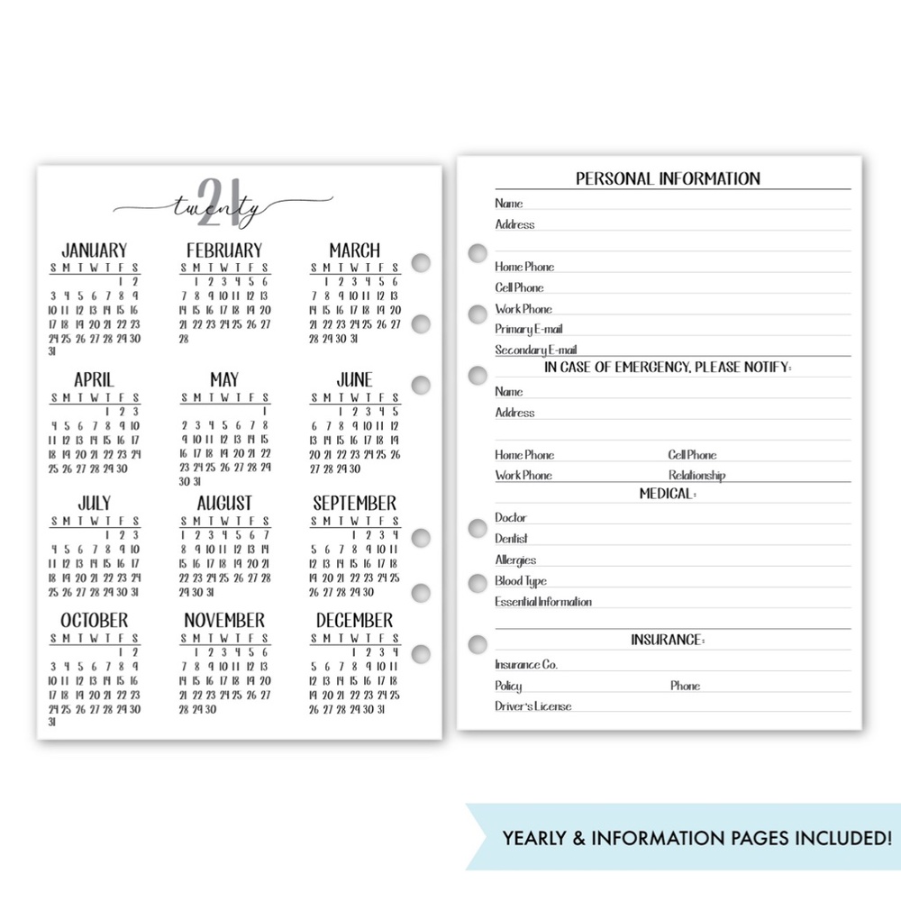 Fits Filofax Agenda 2022 Calendar Insert Refill-all sizes available. - Picture 10 of 10